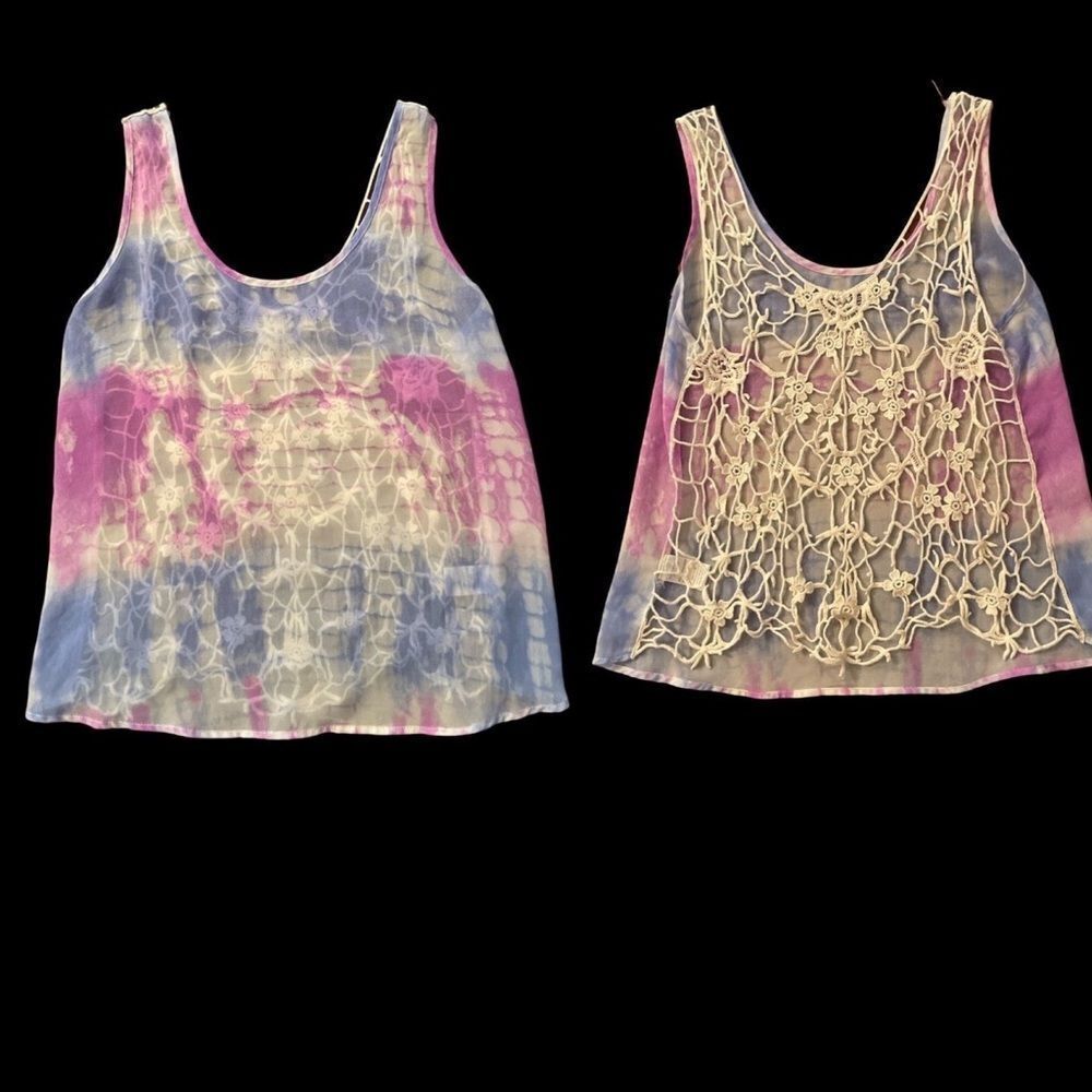 Shear tye dye top -beautiful open back design-size medium